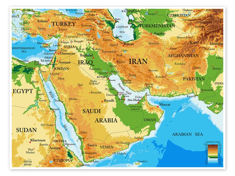 Terrain of Middle East